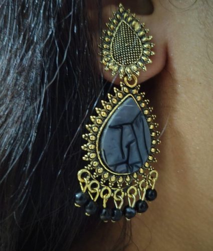 Teardrop Beaded Statement Earrings Multicolor photo review