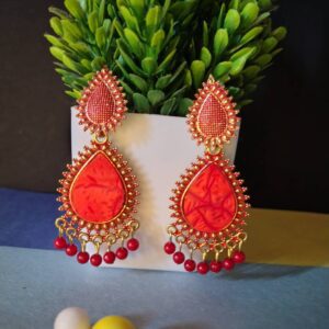 Teardrop Beaded Statement Earrings Multicolor