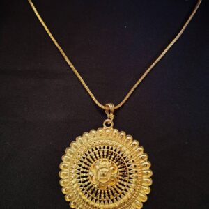 Traditional Gold-Plated Temple Pendant Necklace