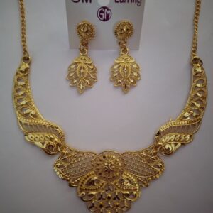 Elegant Gold Plated Necklace Set with Matching Earrings