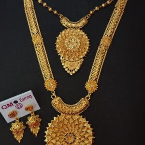 Elegant Gold-Plated Floral Necklace with Matching Earrings