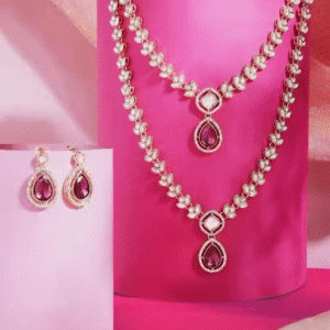 Long short purple kundan necklace