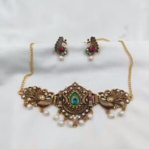 Fancy Peacock Pearl Choker