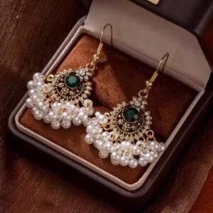 Pearls Ad Stone Traditional Earrings For Women Party Wear Earring Hook Earrings Chandbali Earring