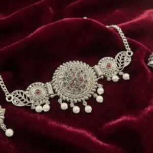 Jewel Silver Plated Oxidized Stylish Traditional Ethnic Choker Necklace